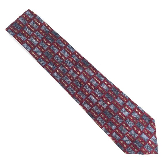 Louis Feraud Men Necktie 100% Silk Red Blue Size 60x4 - NWOT - Italy - Picture 1 of 5